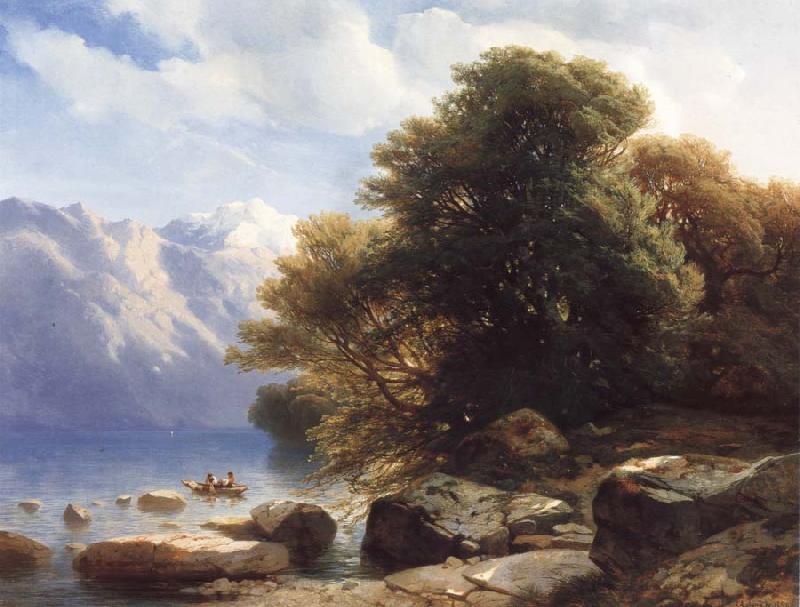 Alexandre Calame THe Lake of Thun Sweden oil painting art